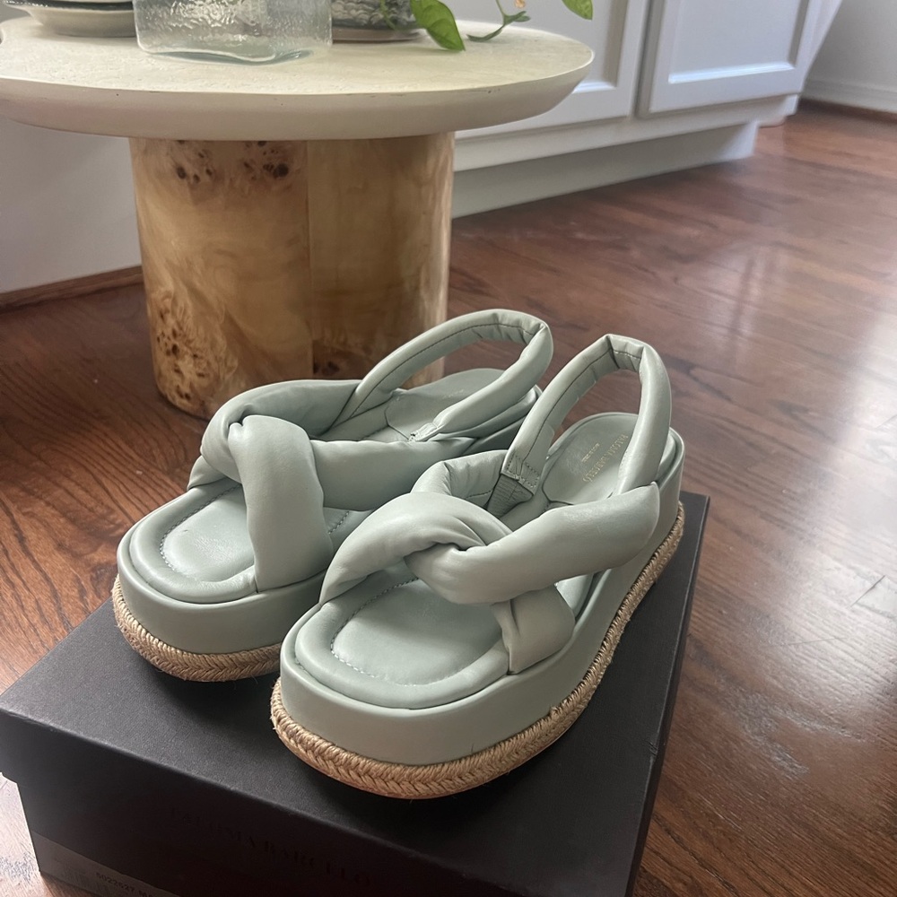 Paloma Barcelo Martina Napa Silk Jadite Platform Sandals